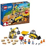LEGO 60252 Bagger auf der Baustelle, Kinderspielzeug für Kinder ab 4 Jahre, Spielzeug Set aus Baufahrzeugen mit Kran und Bagger