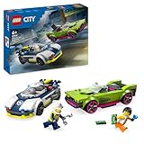 LEGO City Verfolgungsjagd mit Polizeiauto und Muscle Car, Auto-Spielezug mit 2 Rennautos, Polizei-Geschenk für Kinder, Jungs und Mädchen ab 6 Jahren, Set mit Polizist und Ganovin-Minifiguren 60415