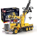 Mould King 17011 Technik Abschleppwagen Kran Klemmbausteine, 1250 Teile Engineering Series LKW Modell Anhänger Montagesatz, Trailer Building Block Konstruktionsfahrzeug(Ohne Motor)