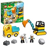 LEGO DUPLO Bagger und Laster Spielzeug mit Baufahrzeug für Kleinkinder ab 2 Jahren zur Förderung der Feinmotorik, Kinderspielzeug für Jungen und Mädchen 10931