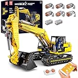 Mould King Technologie Ferngesteuert Bagger Bausatz, 1830 Klemmbausteine APP 4CH Raupenbagger Ingenieurfahrzeug Modell mit Motoren und Fernbedienung Kompatibel mit Mechanischer Bagger