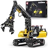 Mould King 17077 Technik Holzgreifer Raupenbagger, MOC Hydraulischer Holzgreifer Spielzeugbagger Modell,866 Teile+ Klemmbausteine Bauset Modell für Erwachsener&Jungen ab 14 Jahren