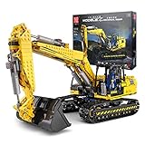 Mould King 13112 Technik Ferngesteuert Bagger, High-Tech Motorisierter Raupenbagger Modell, Motorisierter LKW-Modell Klemmbausteine Bauset (Originalverpackung)