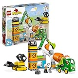 LEGO 10990 DUPLO Baustelle mit Baufahrzeugen, Set für Jungen und Mädchen mit Kran, Bulldozer und Betonmischer-Spielzeug, Geschenk für 2-jährige, mit großen Steinen