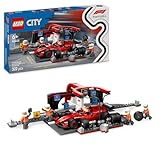 LEGO City F1 Boxenstopp mit Boxencrew und Ferrari Flitzer - Formel 1 Pit Stop Set mit 1 Rennfahrer und 4 Mechaniker Minifiguren - Spielzeug Rennauto für Jungen und Mädchen ab 6 Jahren - 60443