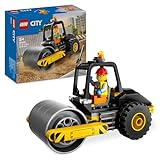 LEGO City Straßenwalze, Baustellenfahrzeug für Kinder ab 5 Jahren, Dampfwalze-Spielzeug mit Bauarbeiter-Minifigur, fantasievolles Spielerlebnis für Jungs und Mädchen, kleines, lustiges Geschenk 60401
