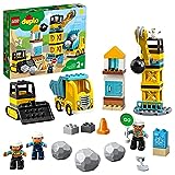 LEGO 10932 DUPLO Baustelle mit Abrissbirne, Spielzeug mit Baustellenfahrzeugen wie LKW, Kran und Bagger, Motorikspielzeug für Kinder ab 2 Jahre