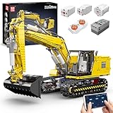 Mould King 13112 Technik Ferngesteuert Bagger Bausatz, 2169+ Klemmbausteine APP 4CH Raupenbagger Ingenieurfahrzeug Modell mit Motoren und Fernbedienung Kompatibel mit Technologie Mechanischer Bagger