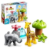 LEGO DUPLO Wilde Tiere Afrikas, Lernspielzeug für Jungen und Mädchen ab 2 Jahre, Spielzeug-Set für Kleinkinder mit Tierfiguren und Spielmatte 10971