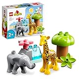 LEGO DUPLO Wilde Tiere Afrikas, Lernspielzeug für Jungen und Mädchen ab 2 Jahre, Spielzeug-Set für Kleinkinder mit Tierfiguren und Spielmatte 10971