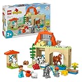 LEGO DUPLO Town Tierpflege auf dem Bauernhof, Spielzeug für Kinder ab 2 Jahre, mit Bauernhoftiere-Figuren für Rollenspiele, darunter Pferd, Kuh und Schaf, Lernspielzeug für Mädchen und Jungen 10416