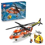 LEGO City Hubschrauber der Küstenwache - Spielzeug Einsatzfahrzeug - Modellbau mit Schiebetüren, Winde, 4 Minifiguren und Hai Figur - Geburtstagsgeschenk für Jungen ab 7 Jahren - 60503