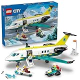 LEGO City Notfallrettungsflugzeug – Set mit Flieger, Schneemobil und 4 Mini-Figuren: Rettungssanitäter, Pilot, Arzt und Skifahrer – tolles Geschenk für Kinder ab 6 Jahren – 60465