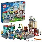 LEGO 60292 City Stadtzentrum Bauset mit Spielzeug-Motorbike, Fahrrad, Truck, Straßenplatten und 8 Minifiguren